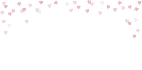 Happy Valentines day, birthday or wedding festive composition. Pink, white heart shaped paper confetti isolated on background. Celebration, party concept. Baby shower, love. Flat lay, top view. 