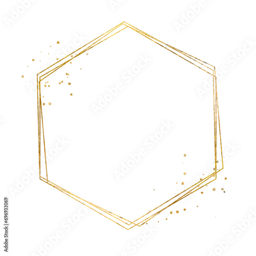 Gold hexagon sparkle frame with gold glitter
