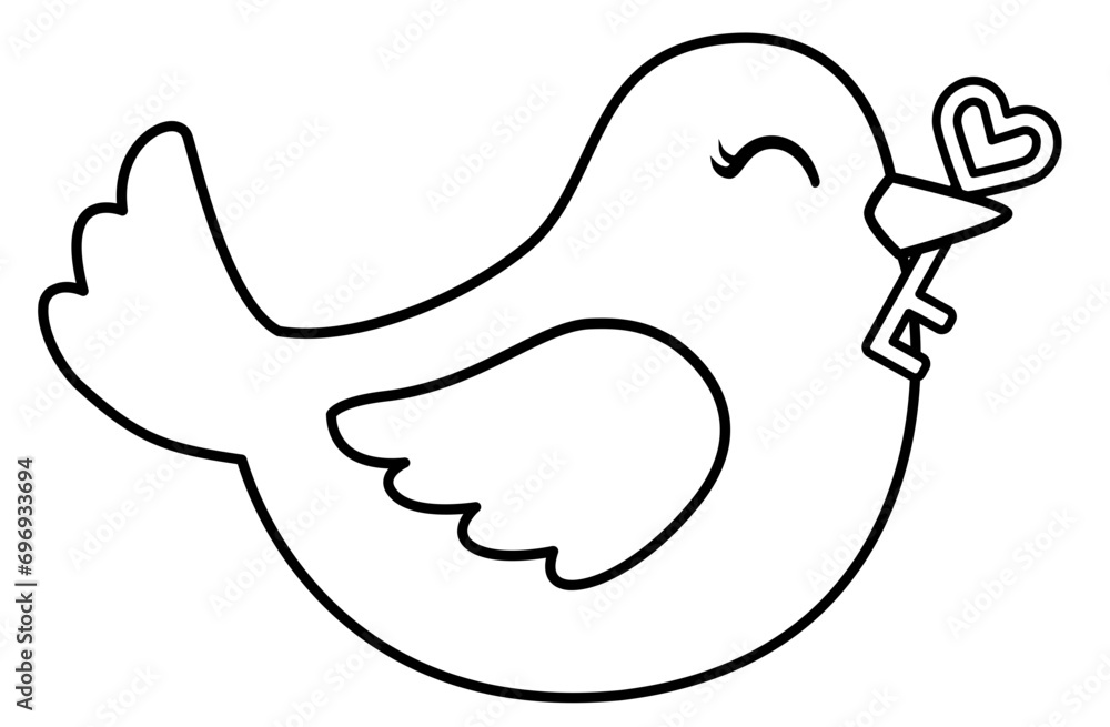 Valentine's Day bird outline Valentine's Day bird outline