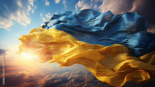 Ukraine flag blowing in the wind, freedom sign, fight sign, sign of democracy, sign of democracy,