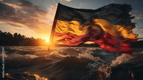 Flat germany flag blowing in the wind, photo