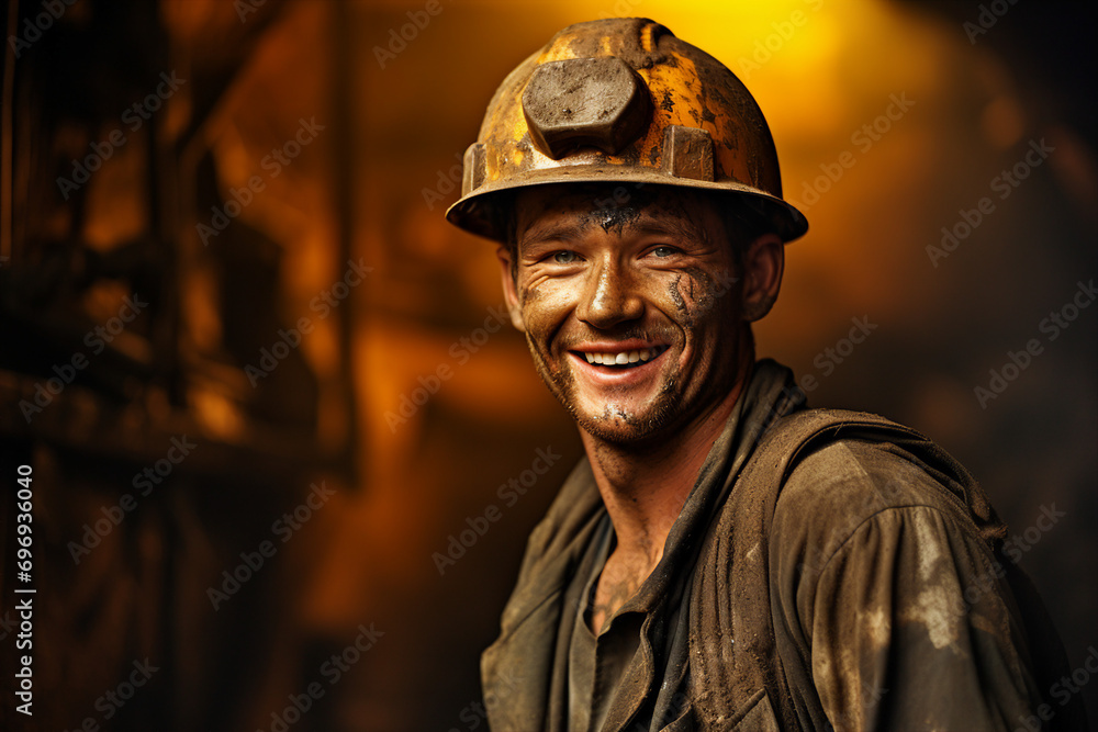 Person in protective helmet extracting energy resources and natural minerals generative AI Person in protective helmet extracting energy resources and natural minerals generative AI