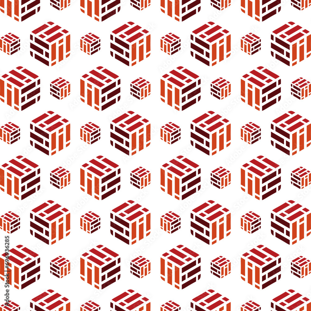 Brick cube abstract cute seamless repeating pattern vector illustration