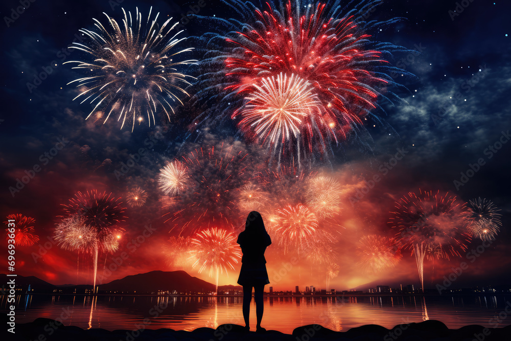pyrotechnics and fireworks background