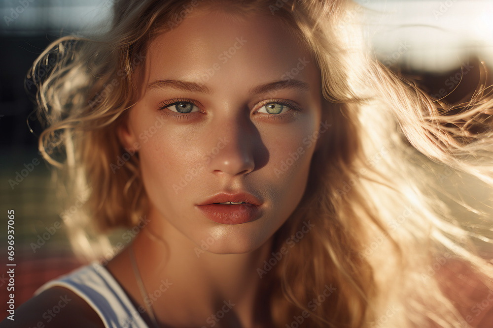 Professional tennis player competitive facial expression Generative AI picture Professional tennis player competitive facial expression Generative AI picture