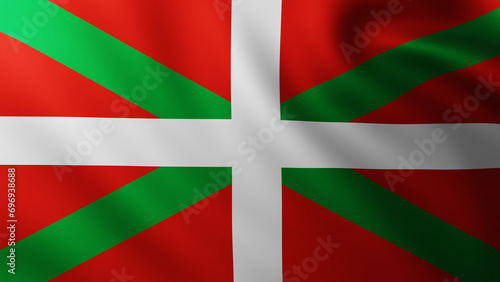 Large Flag of Basque Country fullscreen background in the wind