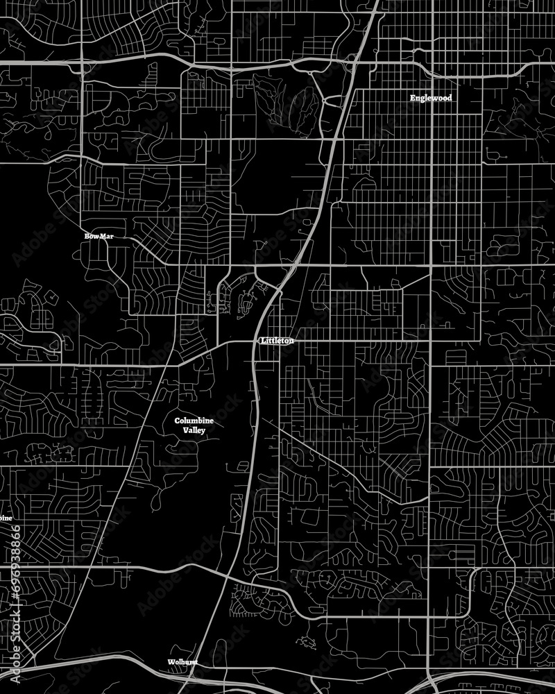 Littleton Colorado Map, Detailed Dark Map of Littleton Colorado