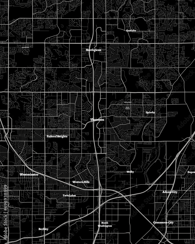 Thornton Colorado Map, Detailed Dark Map of Thornton Colorado
