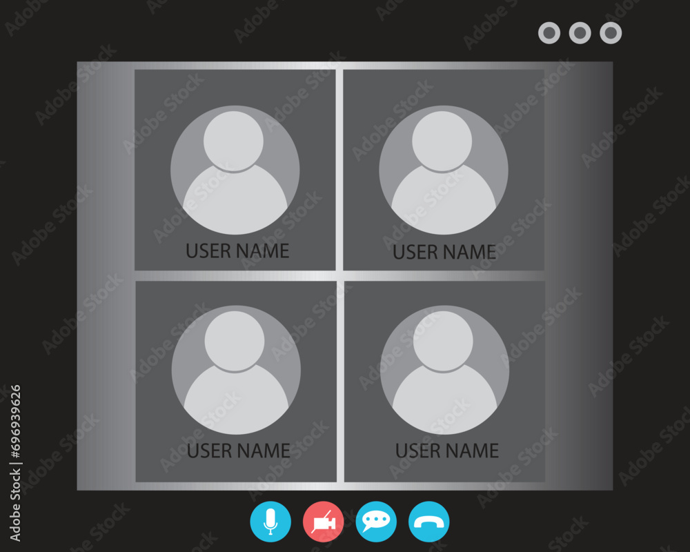 Video Call screen template. Video call Interface for social ...