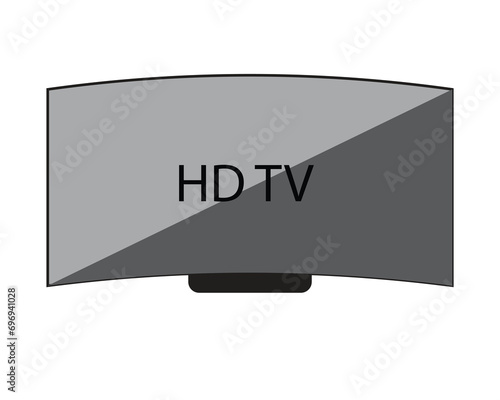 4K TV flat screen lcd or oled, plasma, realistic illustration, White blank monitor mockup. wide flatscreen monitor hanging on the wall