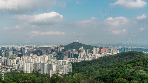 Time Lapse-Seoul city Downtown skyline in Seoul, South Korea.