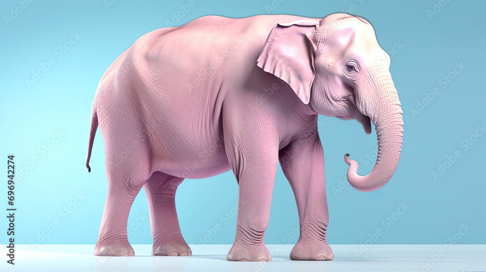 3d rendered neon elephant on blue background. Generative AI