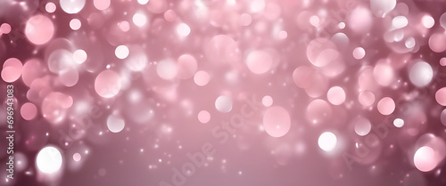 Soft Radiance: An Elegant Pink Bokeh Background featuring Abstract Circles, Bathed in Shining Lights and Sparkling Glitter. Ideal for Celebrating Valentine's Day, Women's Day, or any Romantic Event.