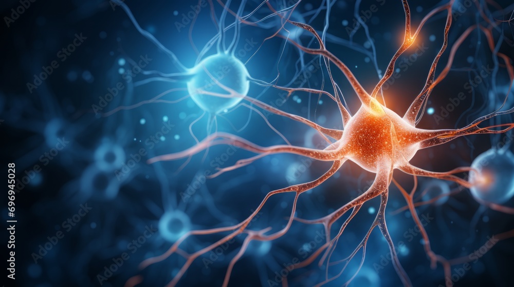Neurons connecting by using electrochemical transmissions.Neural network Human nervous system