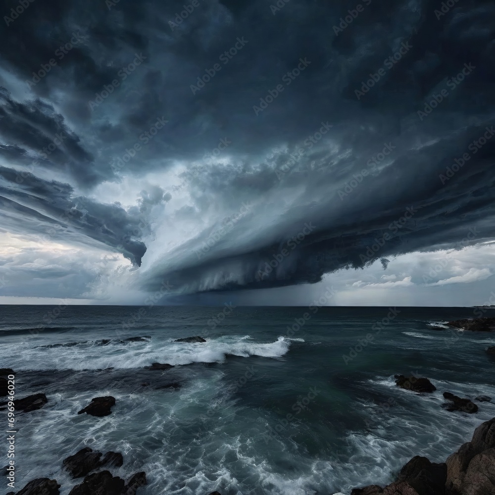 Storm Clouds Over Ocean Shore