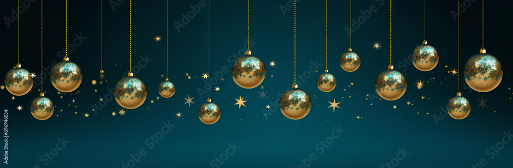 Christmas and New Year blue background with golden stars and christmas balls. Christmas and New Year blue background with golden stars and christmas balls.