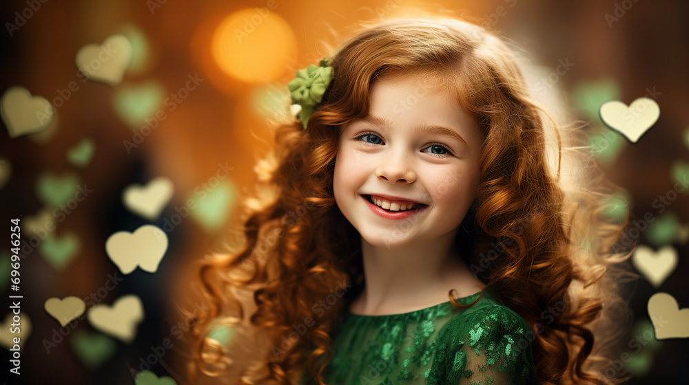 Funny little girl celebrating St. Patrick's Day