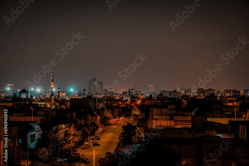 Areal  photo of Riyadh city at night 