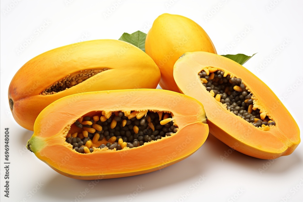 Fresh papaya fruit isolated on white background perfect for high quality advertising Fresh papaya fruit isolated on white background perfect for high quality advertising