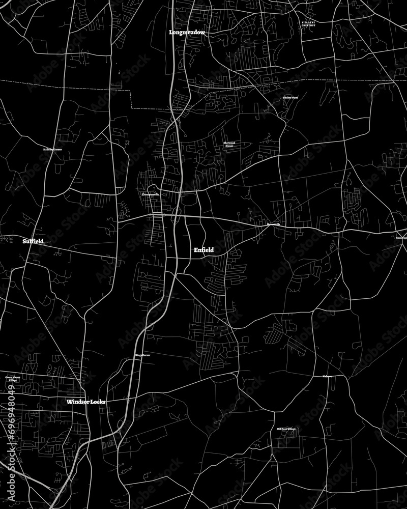 Enfield Connecticut Map, Detailed Dark Map of Enfield Connecticut