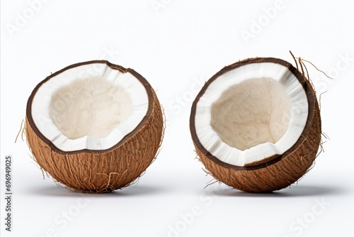 Juicy coconut with high quality details, isolated on white background, ideal for advertising