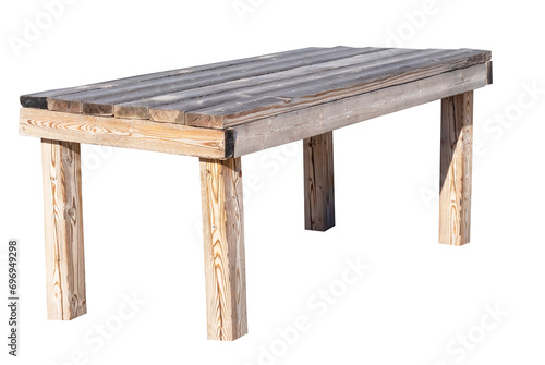 the wooden table on white