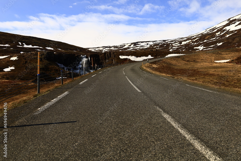 View on a road in the Austurland region of Iceland View on a road in the Austurland region of Iceland