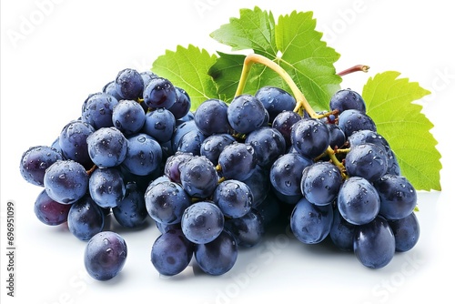 Fresh and juicy blue grape with high quality details isolated on white background for advertising photo