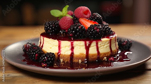 Wallpaper Mural Baked cheesecake toped with mixed berries. Menu bakery. Cafe banner Torontodigital.ca