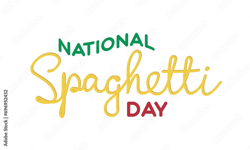 Fototapeta premium National Spaghetti Day text banner. Handwriting text