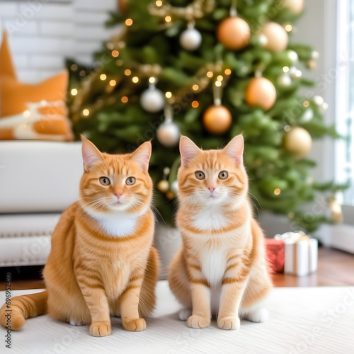 Cat and Christmas decorations