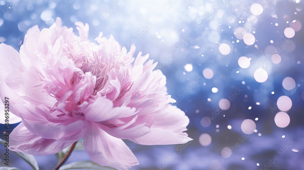 Obraz premium Elegant pink peony blossom on enchanting bokeh background with ample copy space for text placement