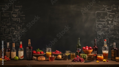 Chalkboard with Wine and Spirits Background