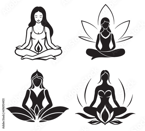 yoga lotus pose, women wellness concept