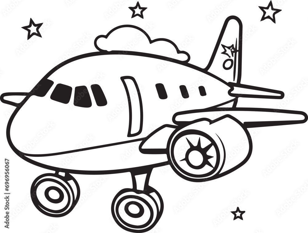 hand drawn Aeroplan coloring page illustration
