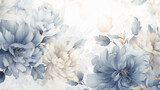 a floral wallpaper prompt featuring light shades of blue and golden hues, evoking a serene and elegant aesthetic with a touch of warmth and luxury