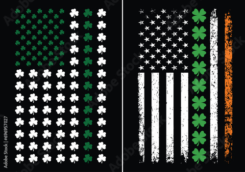 Irish American Flag St. Patrick's Day T-Shirt Design