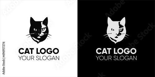 black and white cat vector