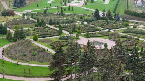 Aerial drone view of Dendrarium park. Chisinau, Moldova photo