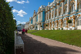 Pushkin, Russia - September 5, 2023: Catherine Palace is a rococo style palace located in the city of Tsarskoe Selo, 30 km south of St. Petersburg, Russia.