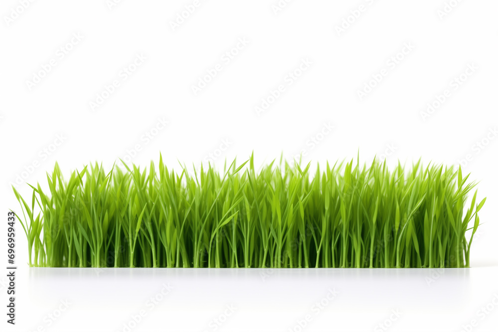 Obraz premium grass fresh green bushy close-up isolated on white background, greenery