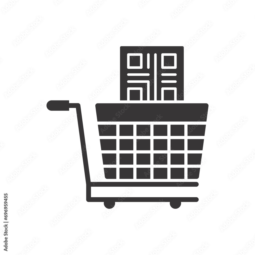 Shopping Cart With Qr Code Icon Shopping Cart With Qr Code Icon