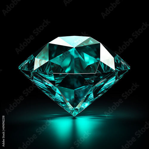 faceted crystal turquoise polished, black background