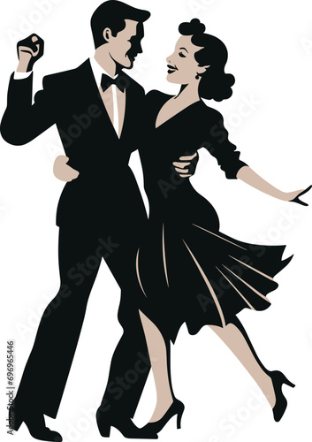 Classic Boogie-Woogie Dance Move Vector for Dance Classes and Swing Revivals