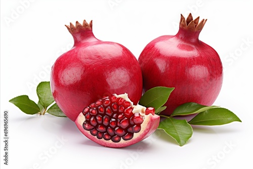 High quality detailed pomegranate isolated on white background for advertising and commercial use