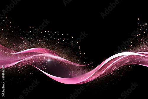 pink glitter sparkles abstract wave, design invented element, on black background