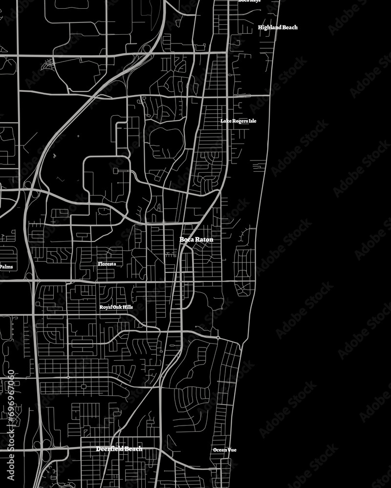 Boca Raton Florida Map, Detailed Dark Map of Boca Raton Florida