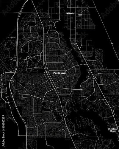 Port St. Lucie Florida Map, Detailed Dark Map of Port St. Lucie Florida