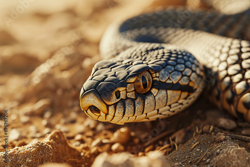 Cobra snake in the desert, sand dune photo