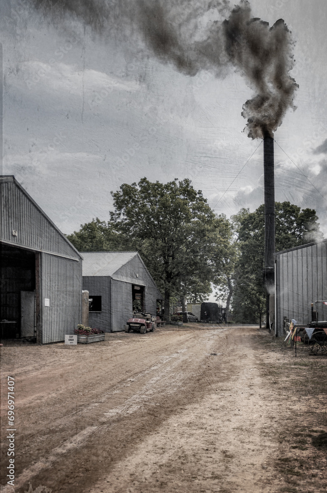 Lane Between Steel Buildings - Steam Show